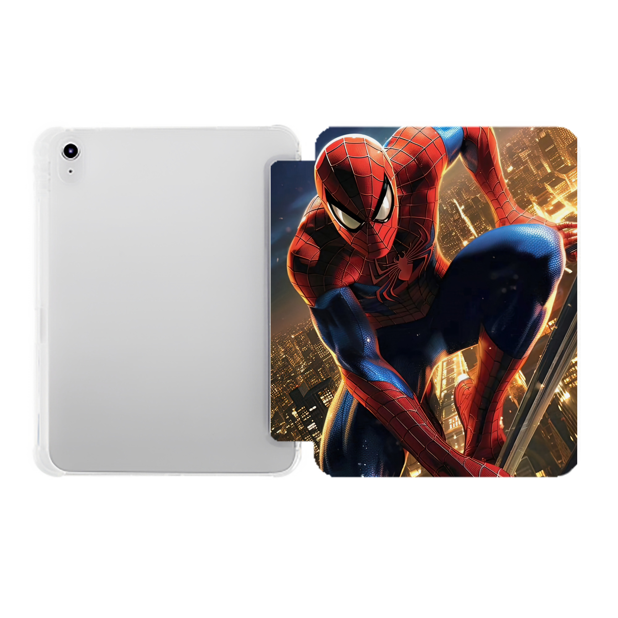 （画像用） Spider Man スパイダーマン IPad ケース ペン収納付き 三つ折りスタンド PUレザー×シリコン 対応機種9.5/10.5/10.9インチ